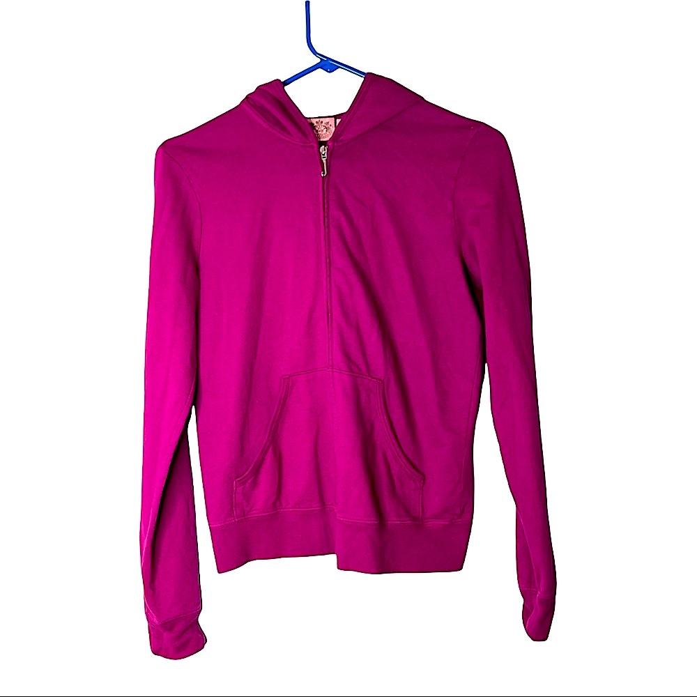 QUEEN JUICY COUTURE PINK ZIPPERED COTTON HOODIE GUC NO STAINS